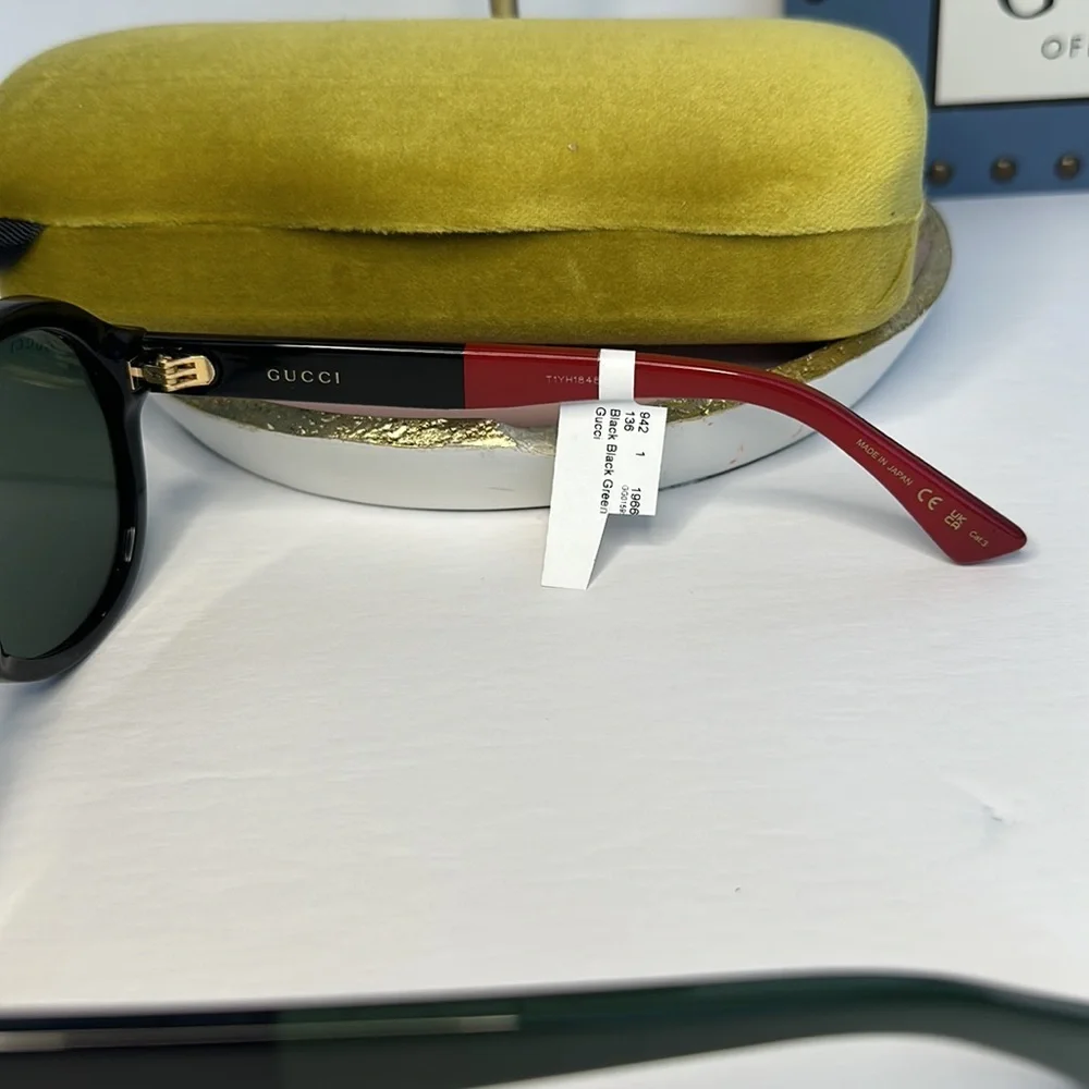 New - Gucci New GG0159SN 003 Black & Multi Color Aviator Sunglasses